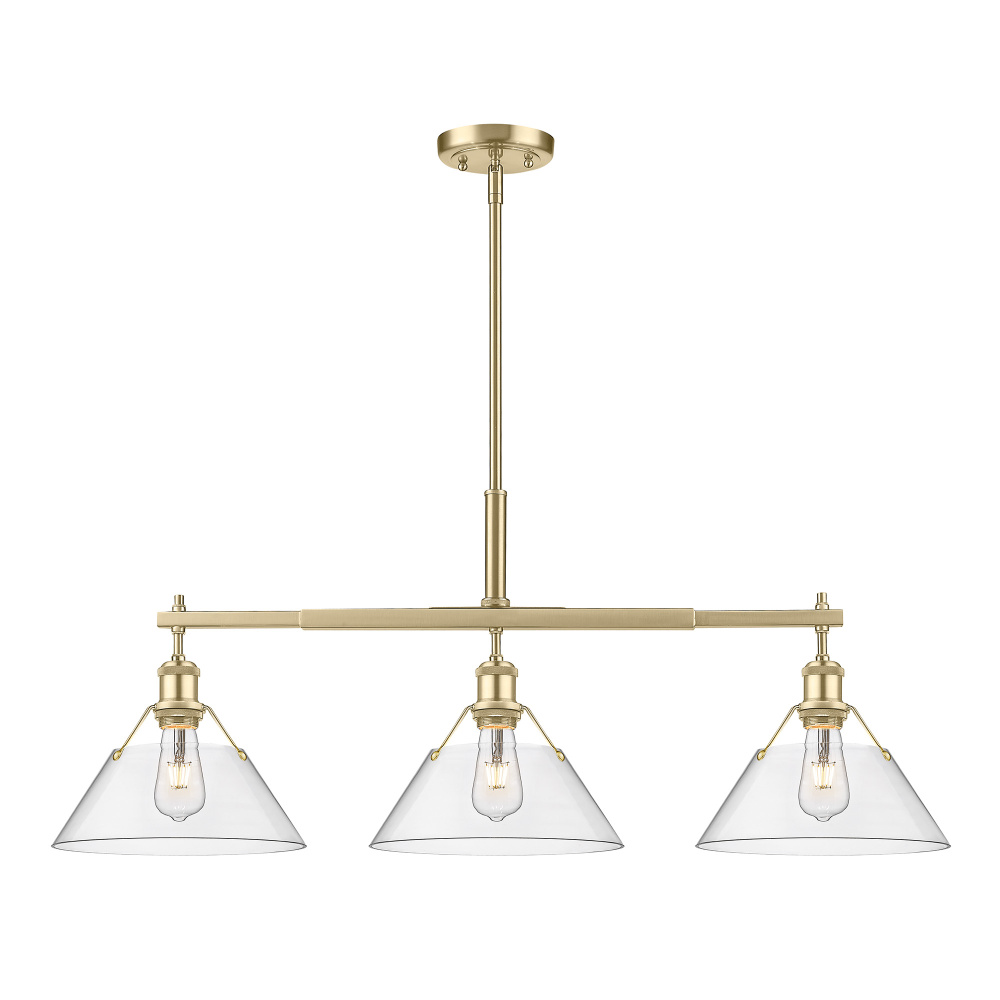 Yep by Golden Lighting Orwell 3-light Island Light in Brushed Champagne Brass and Clear Glass